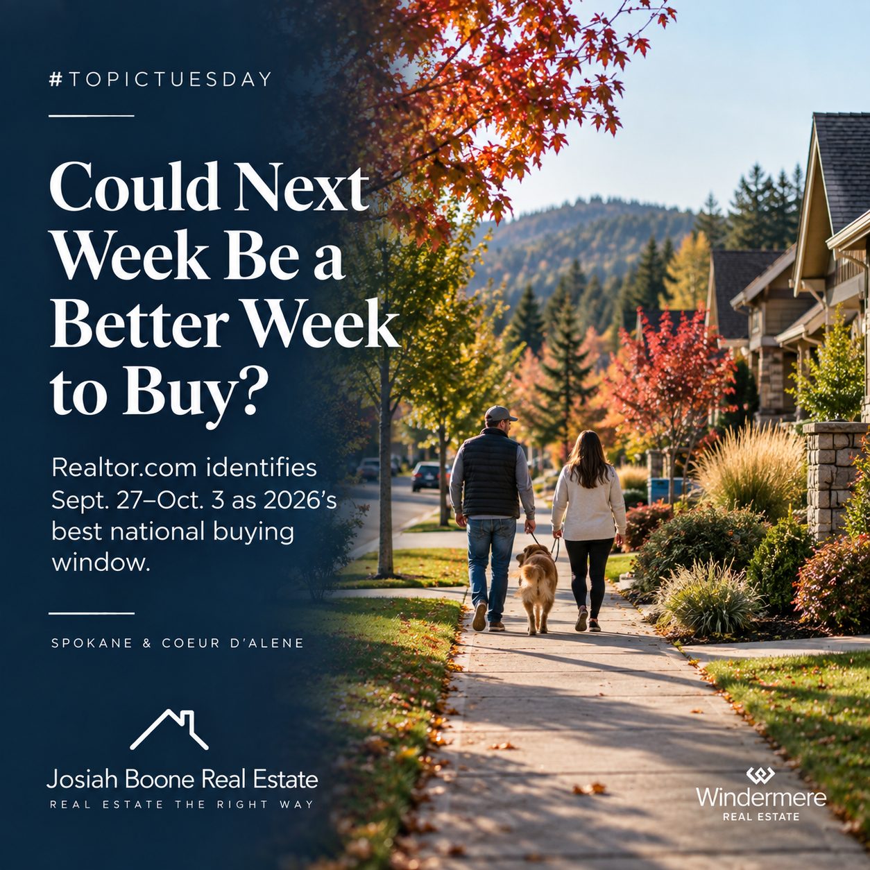 Fall neighborhood representing the 2026 housing market and the best time to buy a home in Spokane and Coeur d'Alene.