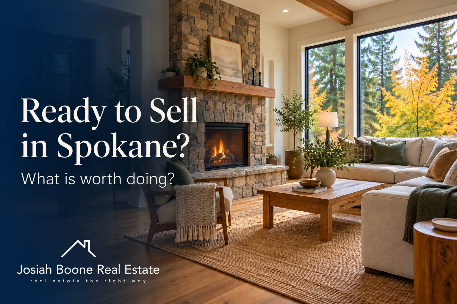 Prepared Northwest living room with the headline Ready to Sell in Spokane? What is worth doing?